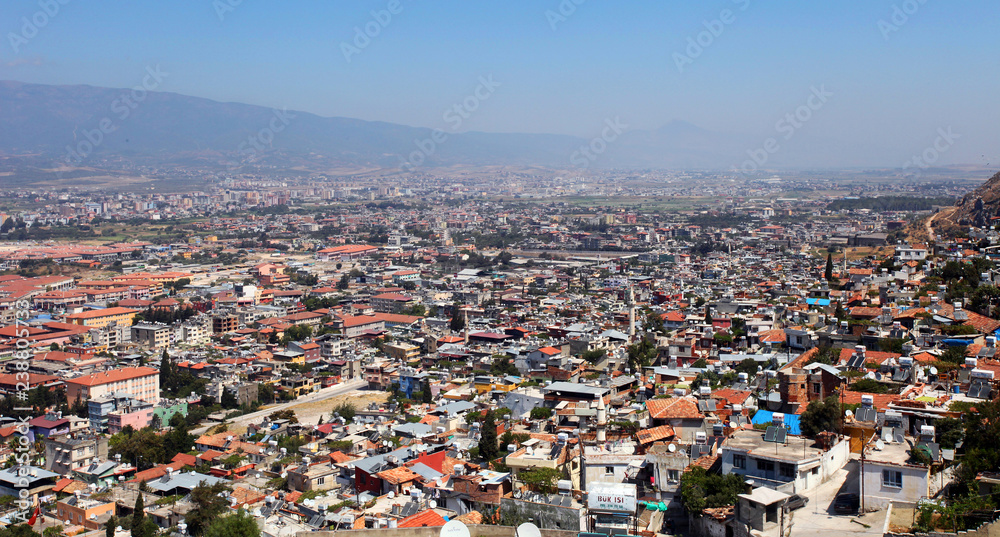 Panoramic view of Hatay City (Antakya) in Turkey. Hatay, the third biggest city of the Roman Empire, is one of the most important tourism destinations in Turkey.