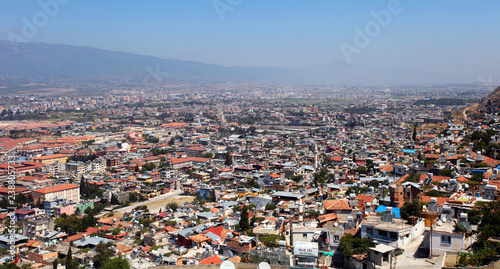 Panoramic view of Hatay City (Antakya) in Turkey. Hatay, the third biggest city of the Roman Empire, is one of the most important tourism destinations in Turkey. photo