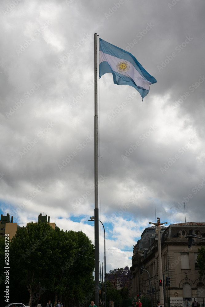 flag in front of the tower