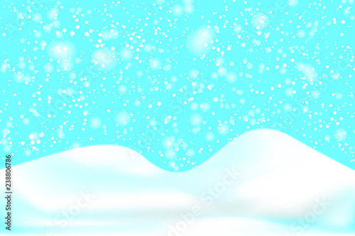 Falling snow background. Vector illustration with snowflakes. Winter snowing sky. Eps 10.