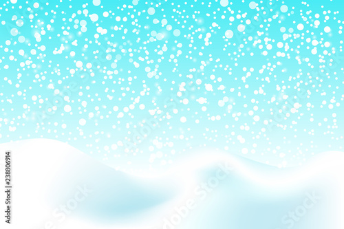 Falling snow background. Vector illustration with snowflakes. Winter snowing sky. Eps 10.