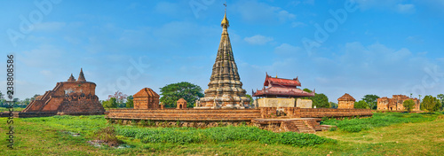 Panorama of archaeological landmarks of Ava, Myanmar photo