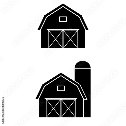 Farm barn black filled solid icon, logo on a white background