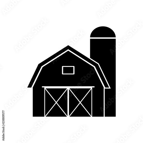 Farm barn black filled solid icon, logo on a white background