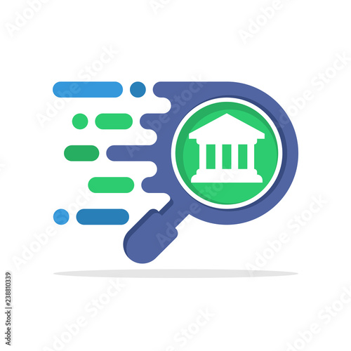 Vector illustration icon with a responsive search application concept to find information about banking