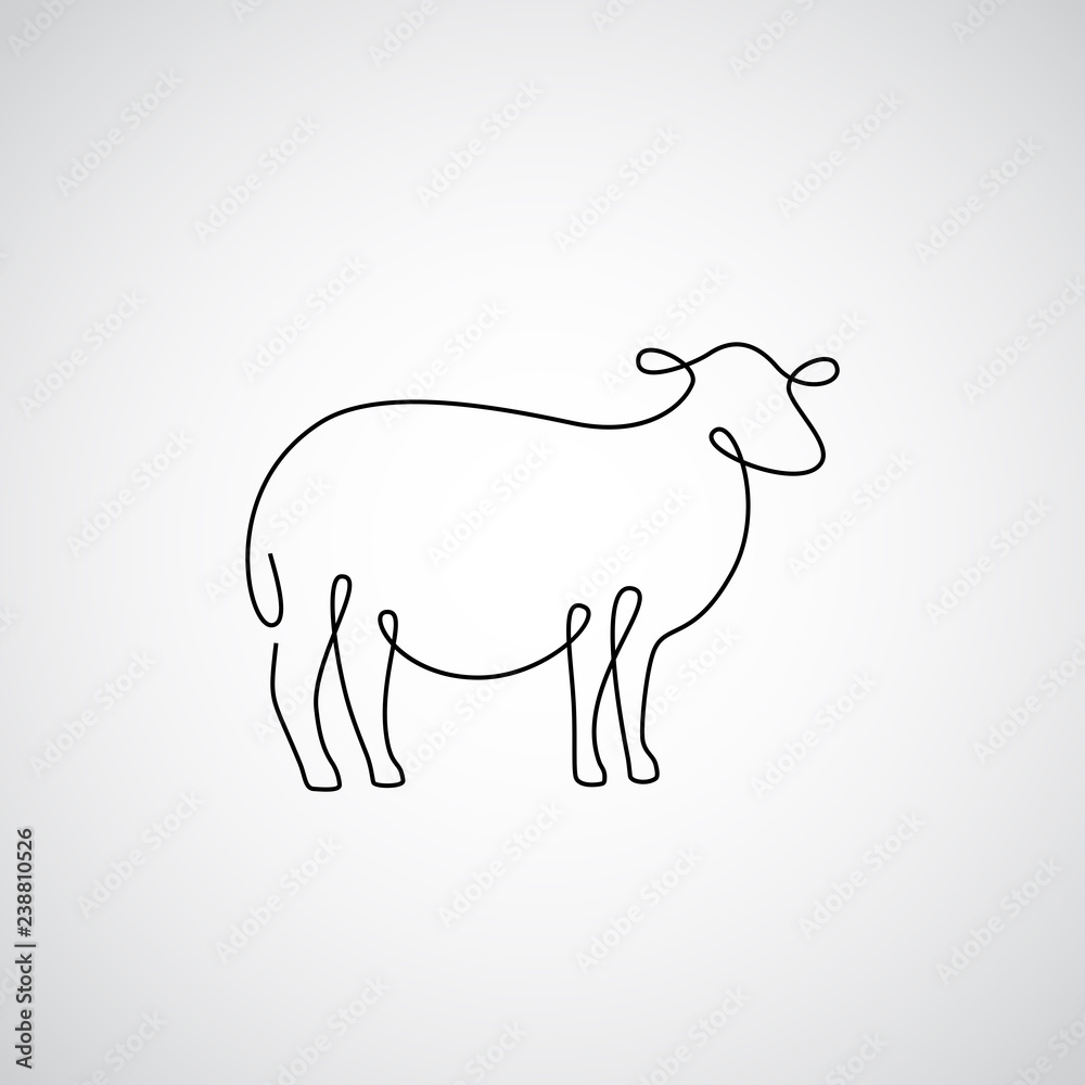 One line sheep design silhouette One line sheep design silhouette