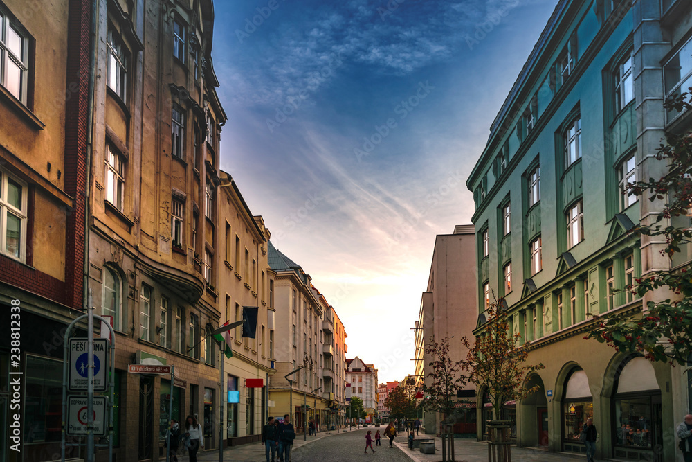 Morning view in the historic city center in Olomouc, Czech Republic