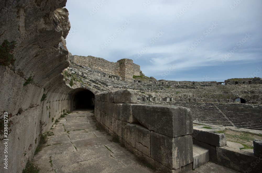 Tunnel pass under Miletus Ancient Theater stairs