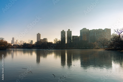 Chicago Skyline Reflection at North Pond in Lincoln Park
