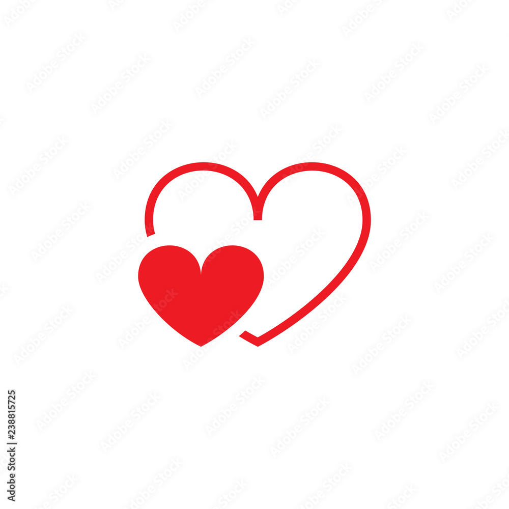One heart in another. Vector picture. Set of vector icons. Great mutual love. Flat design.