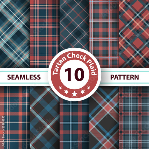 Classic tartan, Merry Christmas check plaid seamless patterns.