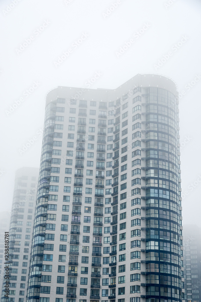 multi-storey house in the fog