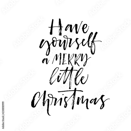 Have yourself a merry little Christmas card. Hand drawn brush style modern calligraphy. Vector illustration of handwritten lettering.