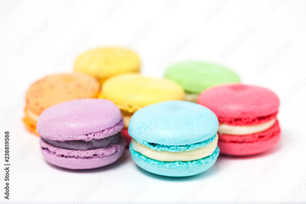Colorful macaroons on the white background. Colorful macaroons on the white background.