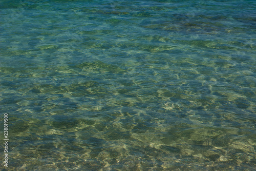 sea transparent water surface background wallpaper pattern with view on bottom 