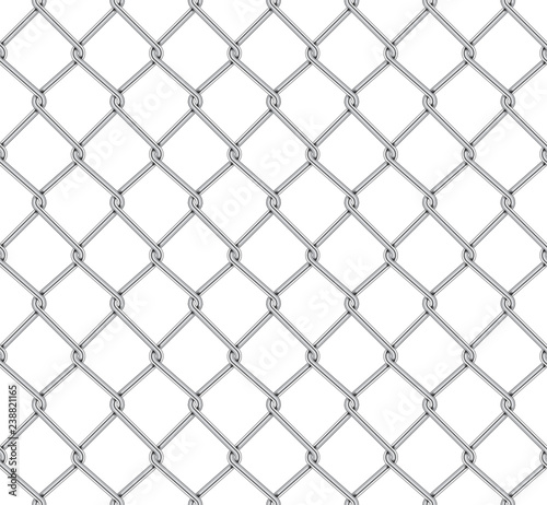 Realistic Fence Rabitz pattern. Seamless connection of protective grid.  Vector rabitz grid. Robust, modern chrome-plated wire.