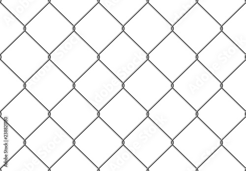 Realistic Fence Rabitz pattern. Seamless connection of protective grid. Vector rabitz grid. Robust, modern chrome-plated wire.