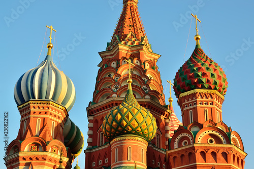 Domes of St. Basil's Cathedral on red square, 16-th century. Moscow, Russia