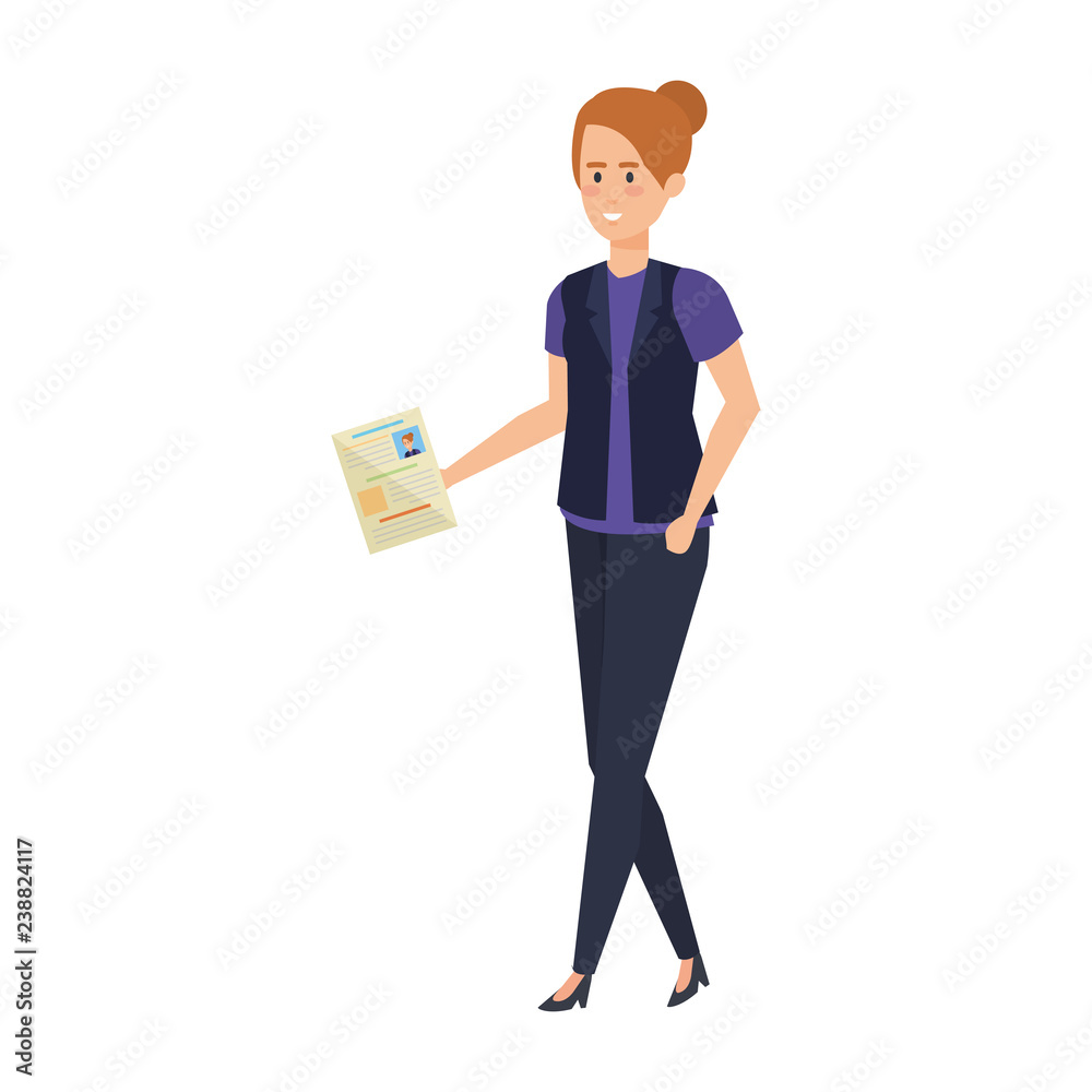 business woman with curriculum vitae business woman with curriculum vitae