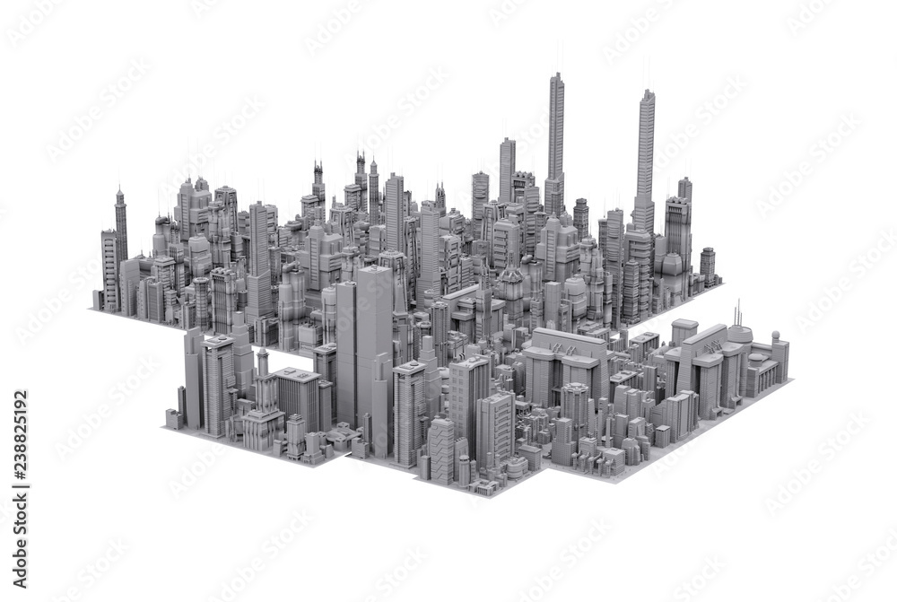 a layout of the city of the future 3d render