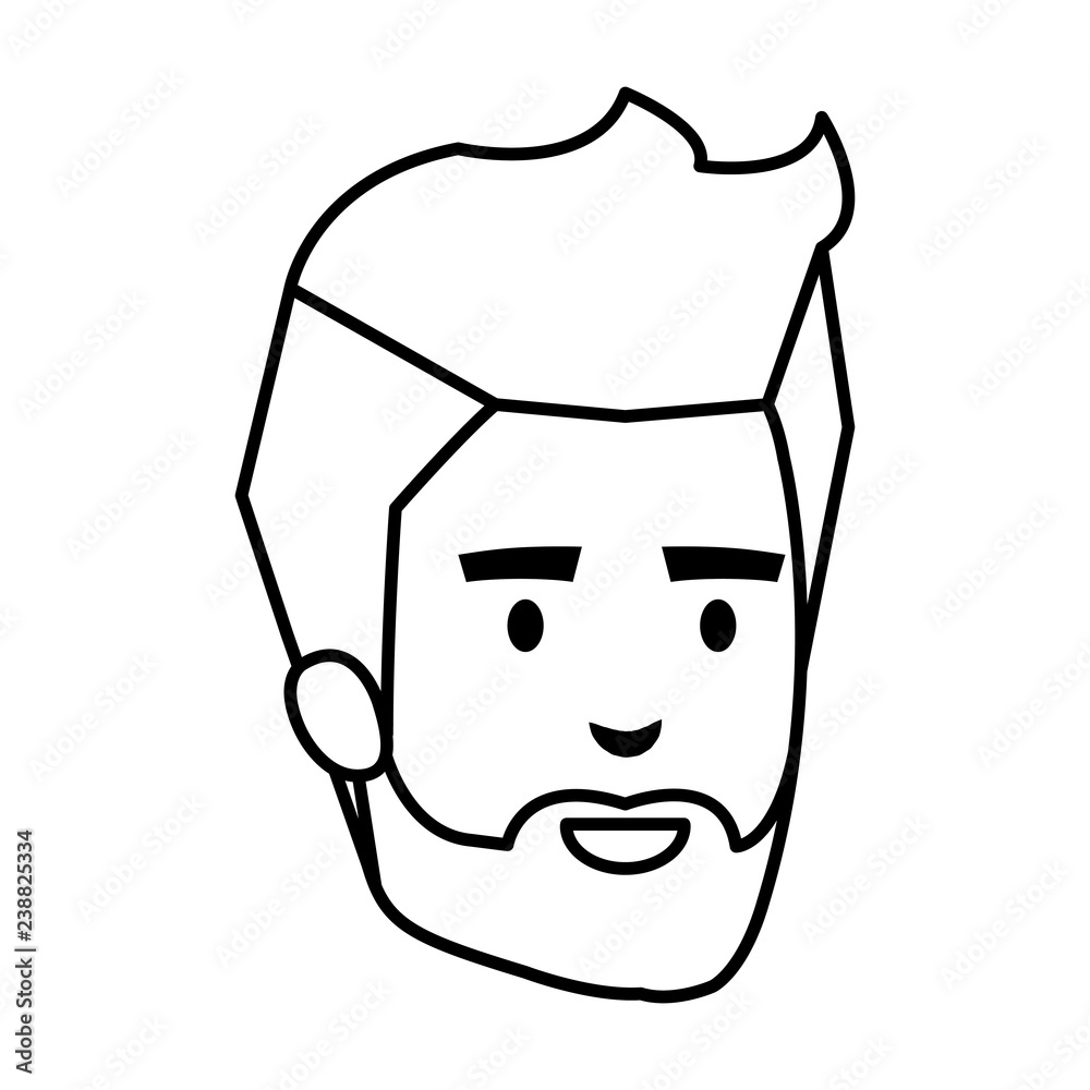 young man with beard head avatar character