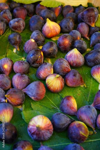 Fresh green and purple figs at an Italian farmers market