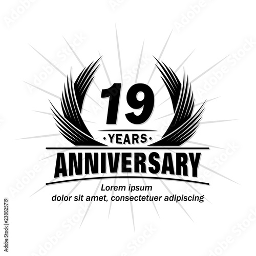 19 years design template. Anniversary vector and illustration template.