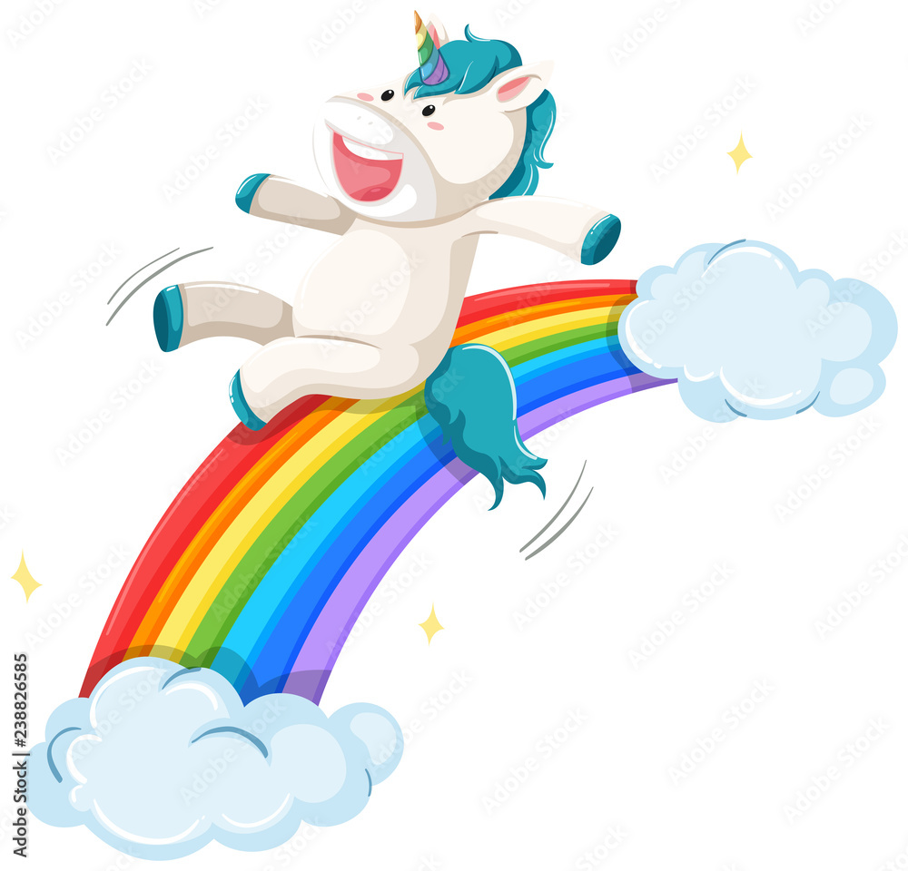 Naklejka premium A unicorn on rainbow