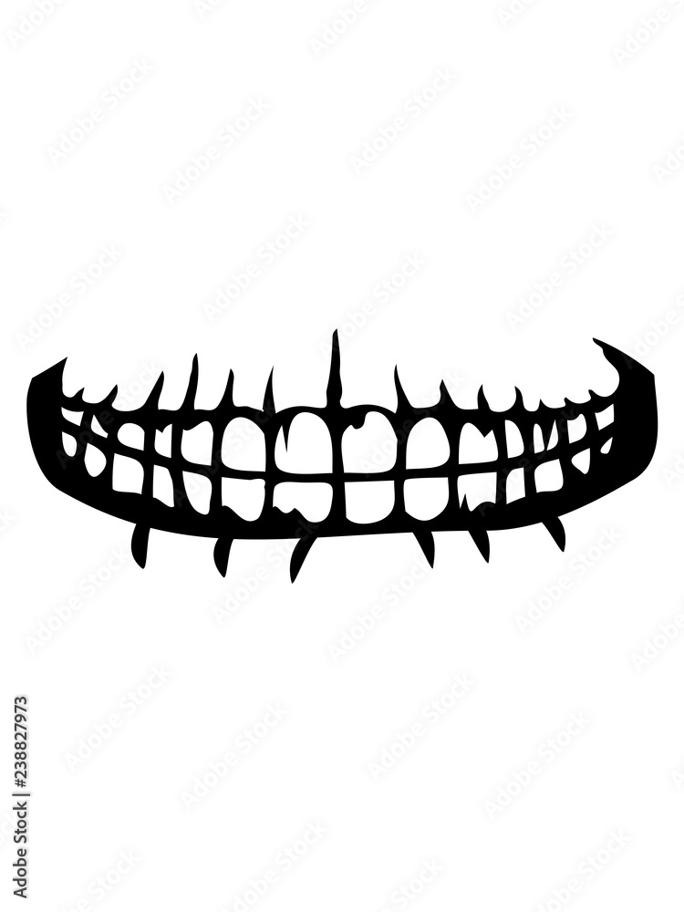 Grinsen Zahne Mund Horror Halloween Gruselig Bose Gesicht Kopf Schadel Totenkopf Tot Tod Monster Clipart Cartoon Comic Stock Illustration Adobe Stock