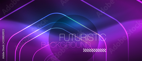 Neon glowing lines, magic energy space blue light concept, abstract background wallpaper design