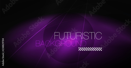 Digital technology abstract background - neon geometric design. Abstract glowing lines. Colorful techno background. Futuristic shape.