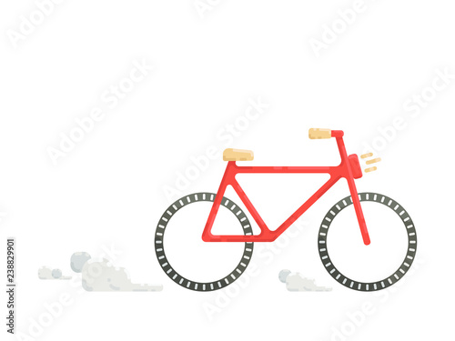 Orange bicycle on a white background. Flat vector illustration.