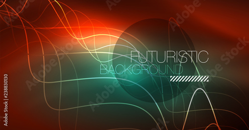 Neon lines wave background. Abstract composition