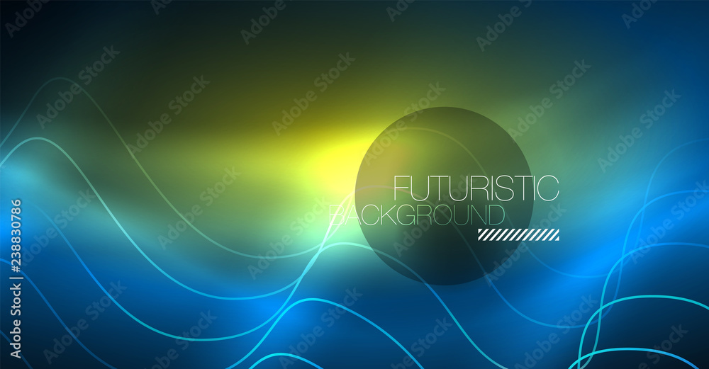 Glowing abstract wave on dark, shiny motion, Christmas and New Year magic space light. Techno abstract background Glowing abstract wave on dark, shiny motion, Christmas and New Year magic space light. Techno abstract background