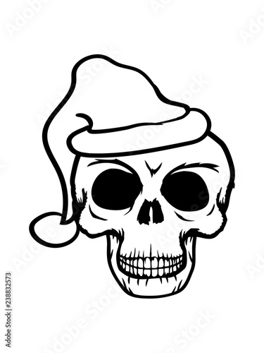 Cool Schadel Weihnachten Santa Claus Skelett Tot Tod Mutze Winter Nikolaus Totenkopf Skelett Horror Halloween Gruselig Weihnachtsmann Bose Clipart Comic Cartoon Stock Illustration Adobe Stock