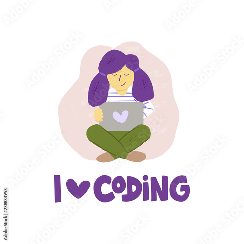 Children Coding lettering