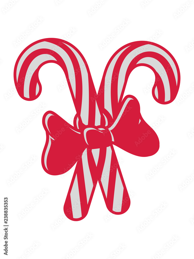 2 zuckerstangen schleife geschenk weihnachten zuckerstange lecker süßigkeit  zucker süß hunger naschen essen winter geschenk kinder clipart logo design  streifen linien Stock Illustration | Adobe Stock