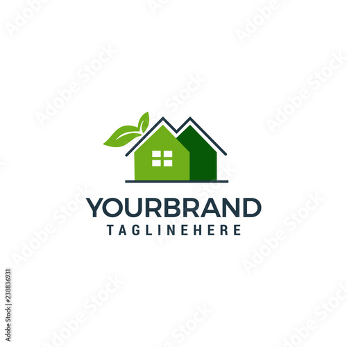 Leaf and Green House Logo Template