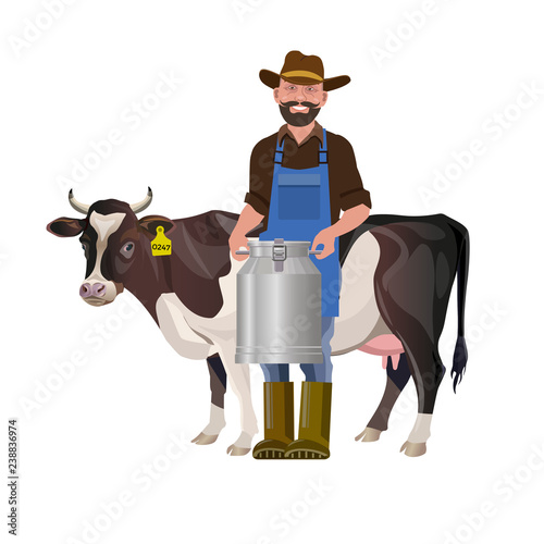 Farmer holding a milk churn