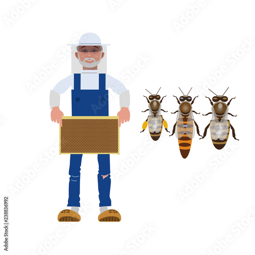 Beekeeper with bees
