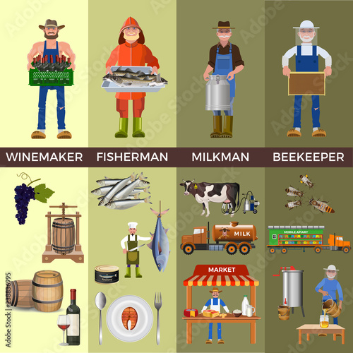 Set of people of different professions