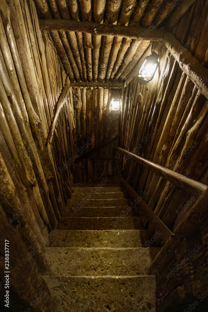 Staircase in log cabin Staircase in log cabin