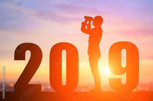 silhouette businessman with 2019