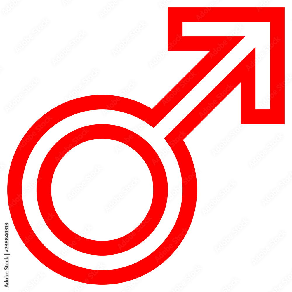 Male symbol icon - red outlined, isolated - vector Male symbol icon - red outlined, isolated - vector