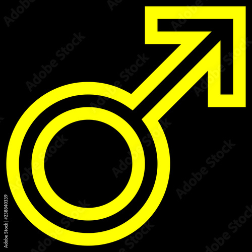 Male symbol icon - yellow outlined, isolated - vector
