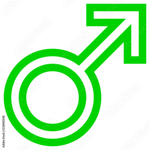 Male symbol icon - green outlined, isolated - vector