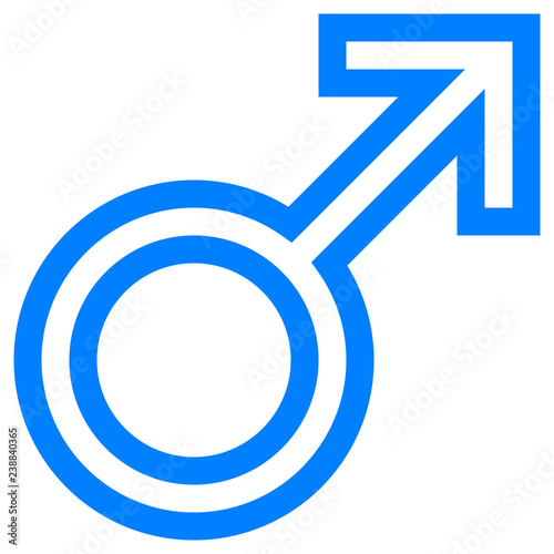 Male symbol icon - blue outlined, isolated - vector