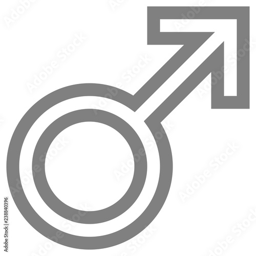 Male symbol icon - medium gray outlined, isolated - vector