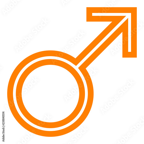 Male symbol icon - orange thin outlined, isolated - vector