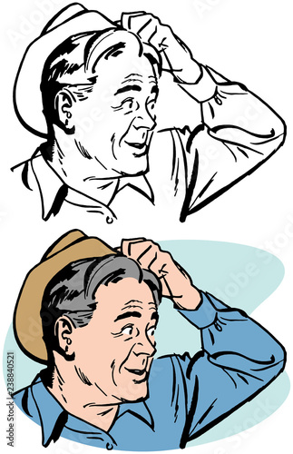 A confused older man scratching his head.